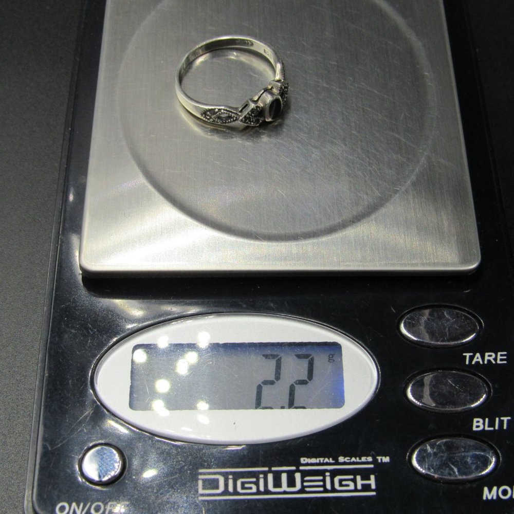 Size 7.75 Sterling Silver Multiple Marcasite Gems Band Ring Vintage - Picture 8 of 8